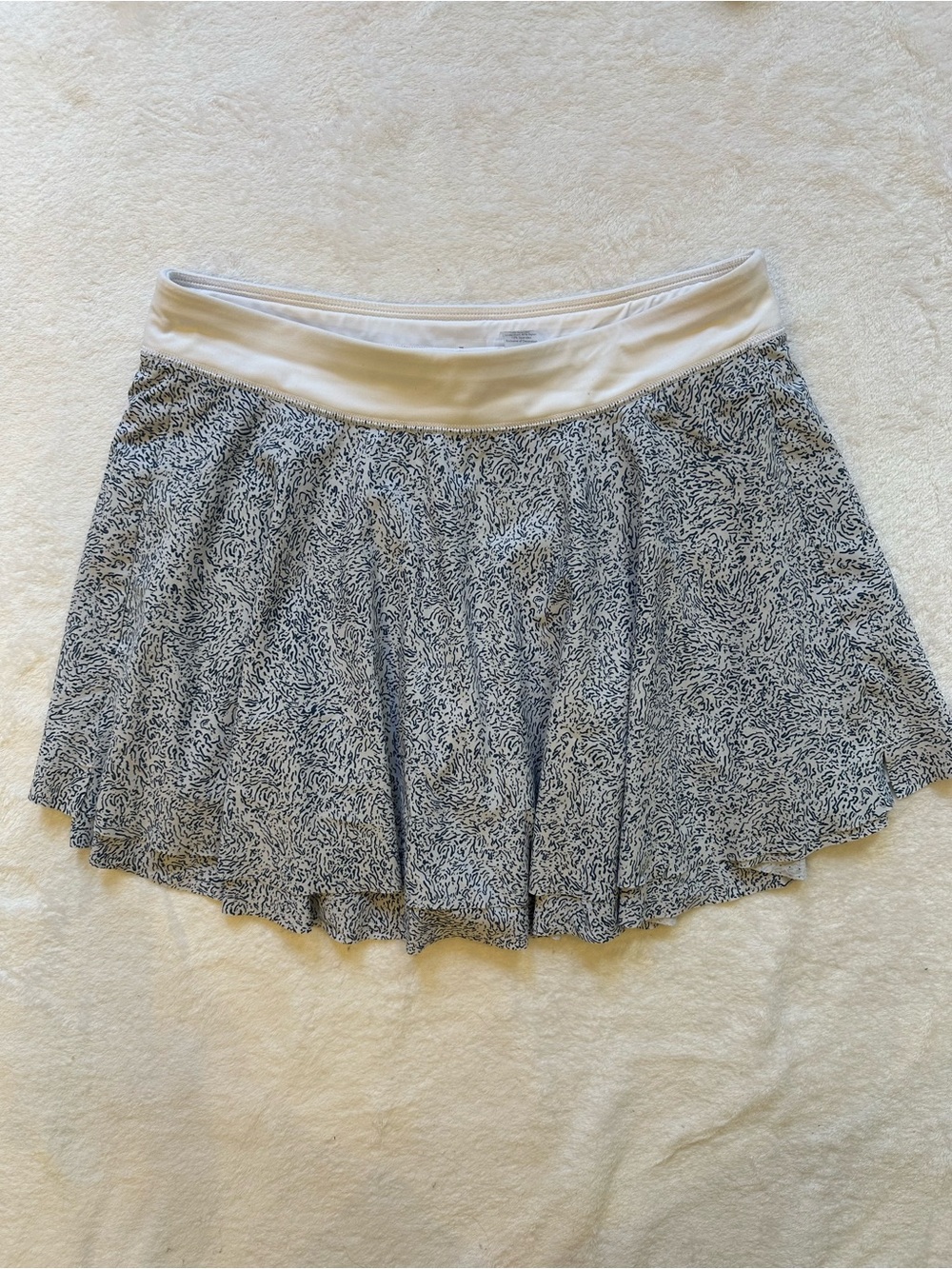 CALIA Blue Printed active Skirt with White Waistband and biker shorts